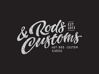 Rods n Customs calligraphy custom lettering logo retro rods