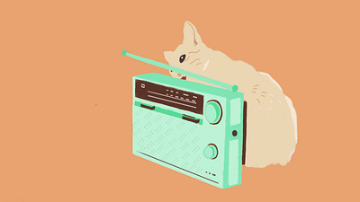 Cat & radio design illustration