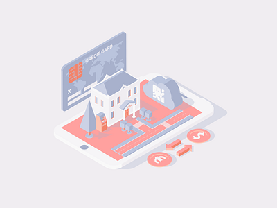 Online Banking Isometric banking app banking website branding branding design design isometric art isometric illustration isometry typography ui vector web web design webdesign