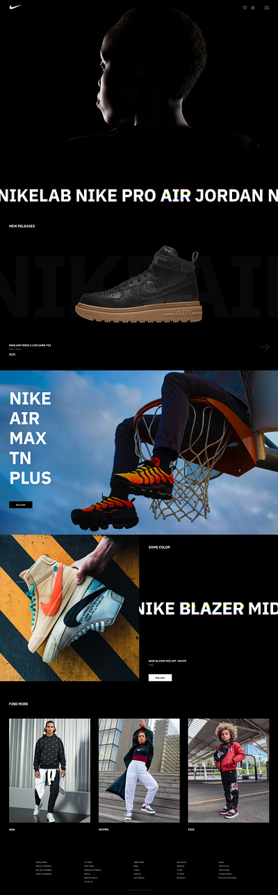 Nike Store/Concept concept dark theme nike shop ui