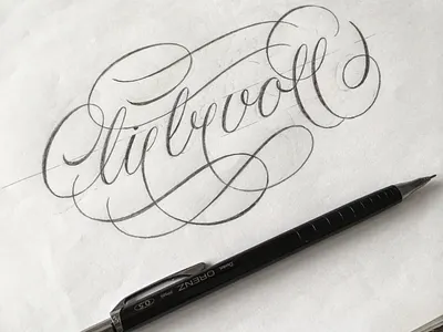 liebervoll flourishes lettering sketch