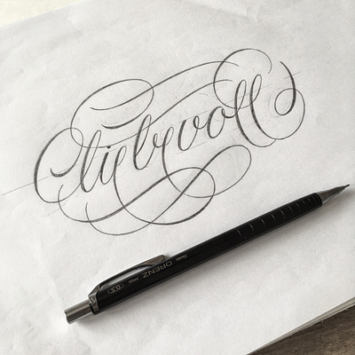 liebervoll flourishes lettering sketch