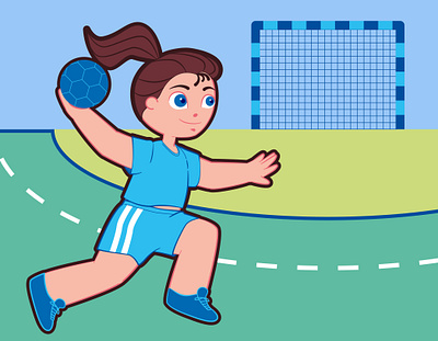 handball girl ball girl goal goalkeeper handball illustration sport vector