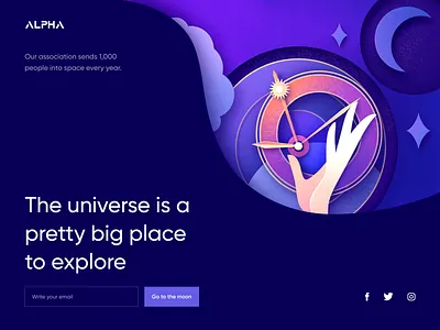 Alpha - Design Landing Page animation clean colors design illustration illustrator landing landingpage motion sketch space ui uiux web webdesign website
