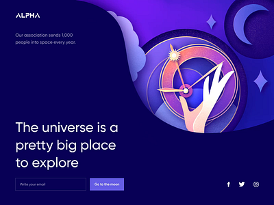 Alpha - Design Landing Page animation clean colors design illustration illustrator landing landingpage motion sketch space ui uiux web webdesign website