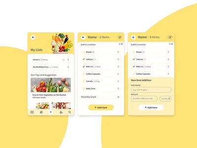 Shopping List App Concept app design design mobile app design product design shopping list ui ui ux ui design uiux ux