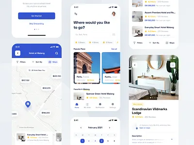 Travelio - UI Kit android blue booking clean design designer hotel ios mobile mobile design rental travel trip ui ui8 uidesign uikit ux uxdesign vacations