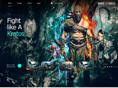 God Of War Landing Page Design adobexd dark theme game landingpage online sketch ui uiux ux ux design website