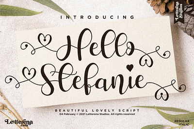 Hello Stefanie - Beautiful Lovely Script Font apparel apparel font branding design font font design fonts icon illustration lettering logo script font typography vector