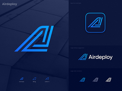 Airdeploy Approved Logo air aircraft blockchain branding code crypto deploy devops feature galaxy hub identity junction letter a logo platform software spiral takeoff wing