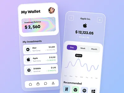 Investment - Mobile app analitycs arounda balance business concept finance fintech glassmorphism graph interface investment ios mobile application money saas startup statistic ui ux