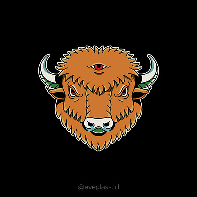 Bison Head Tattoo animal art bull illustration old school retro tattoo tattoo design