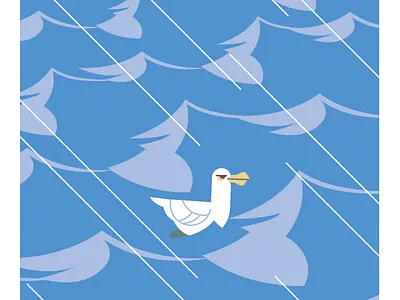 Seagull bird character duck flat illustration ocean sea seagull vector wave