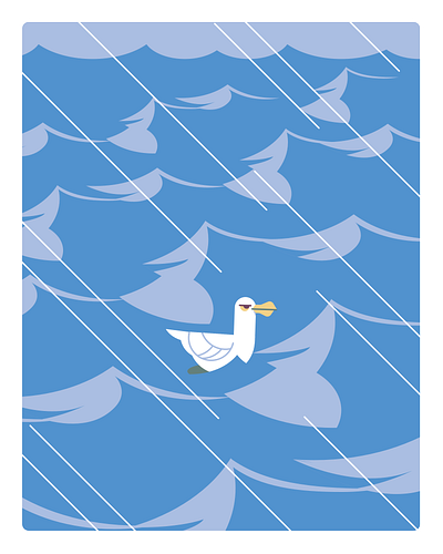 Seagull bird character duck flat illustration ocean sea seagull vector wave