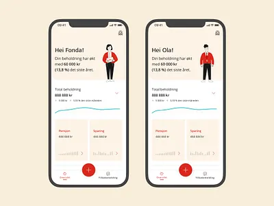 Personalisation, Mine penger app finance finance app fintech investment norge norway savings storebrand ui