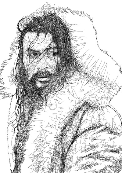 jason momoa abstract black design face figure graphic illustration line art scribble art vector