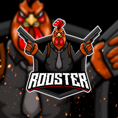 chickgun cartoon character design color esports gaming gaminglogo logo mascot rooster logo