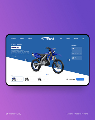 Yamaha Motor Website - Exploration cross bike cross country honda mechines website motor motor trail oto webdesign otomotive web product detail product detail page supermoto trialmotor uidesign webdesign yamaha website yamahamotor