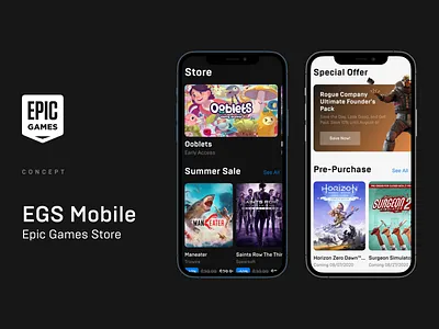 Epic Games Store mobile quick concept (Store page) app egs epic games store games gaming mobile shop store