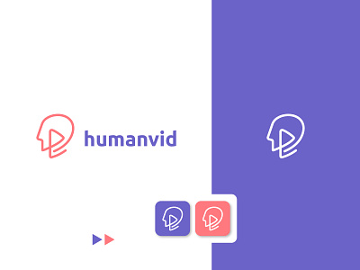 Humanvid Logo app icon app icon logo branding clean logo human logo logodesign minimalist logo modern logo play icon play icon logo purple red simple logo video video chanel logo video icon video logo video platform logo vj logo youtube chanel logo youtube logo