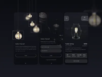 Loft lamps shop UI Design app app design art branding design figma glassmorphism lamp loft shop ui web design