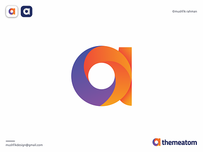 Modern Logo A mark, Themeatom Logo a letter a letter logo a mark app icon best logo branding business logo design clean design development gradient logo logo design concept logo designer logotype modern logo mushfik rahman simple logo design theme vector