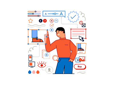 Illustration for No Code Newsletter app build character clean coding concept design email flat free freelance illustrator graphic illustrator newsletter no code online business tools vector webflow website