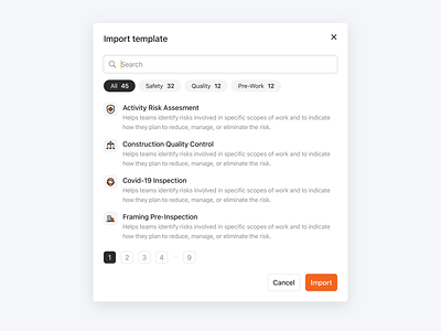 Template import import interface modal templates ui ui design