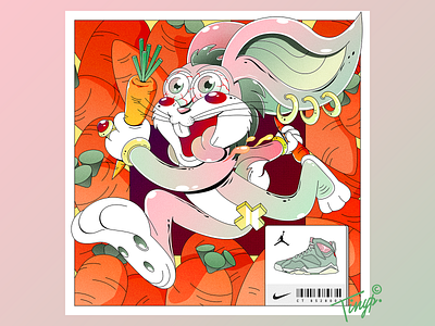 Let's go! air jordan carrot creative design flat flatdesign green idea illustration nike orange pink rabbit ring sneaker yellow