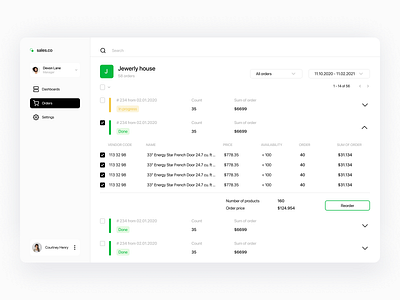 Dashboard - Orders list cart dasboard merchant merchant panel orders saas sales sales dashboard