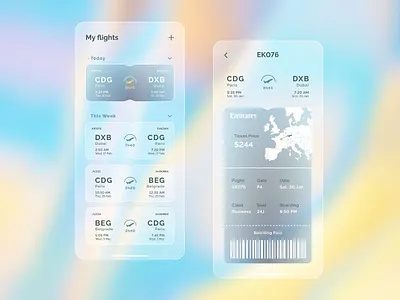 Flight Ticket App app app design application clean colors design flight flight app flight booking flight search flights glass glassmorphism glassy minimal minimalism ui ux ux design uxui
