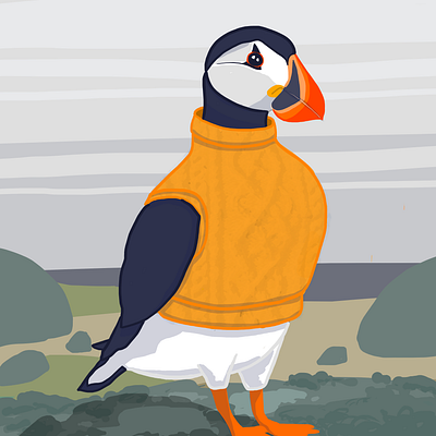 Puffin Sweater abnormal art color design illustration puffin