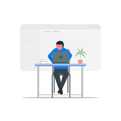 Man Coding On Laptop Vector Illustration art coding coding illustration design flat graphic design graphicdesigner illustrations minimal minimalistic ui vector vectorart