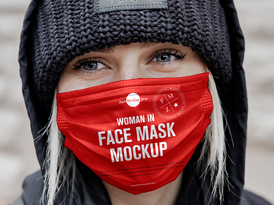 Free Woman in Face Mask Mockup branding covid download face mask face mask mockup free free mockup freebie identity mask mock up mockup mockup free mockup psd mockups print psd stationery template