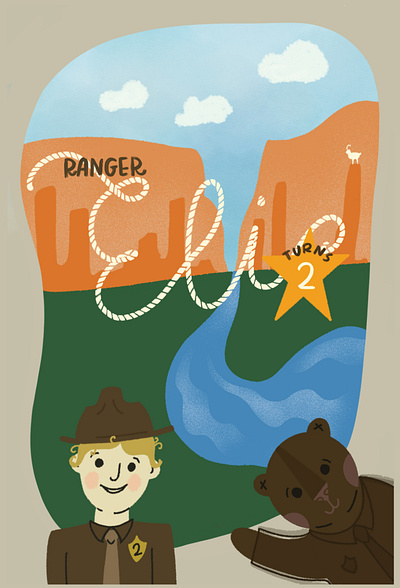 Ranger Eli's Birthday card hand drawn illustration illustrator invitation lettering outdoors procreate