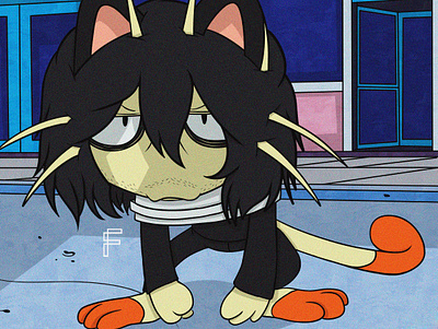 Eraserhead + Meowth art artwork design drawing graphic illustration my hero academia pokemon