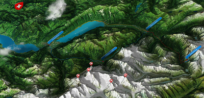 Grindelwald 2 - Photoshop 3D Map Render 3d 3d map generator eiger extension gps grindelwald heightmap hiking infographic map mountainbike mountains photoshop plugin route swiss track