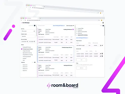 room & board app board ui uiux web