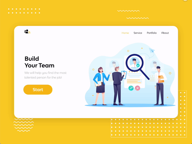 Team Finder animation web design xd
