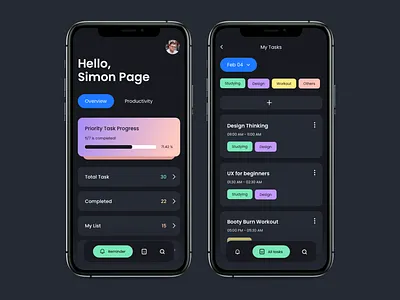 Task Manager Mobile App app app design design mobile app productivity productivity app reminder reminder app task manager ui ux uxdesign