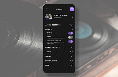 DAILY UI :: 007 app daily ui dailyui music settings settings page settings ui ui ux