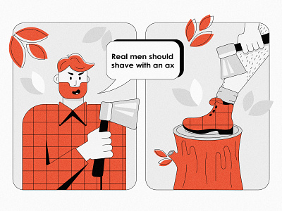 real men art comics flat fun funny illustraion vector