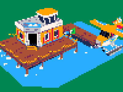 Dodo Airlines Building 3d art gif lowpoly pico8 pixel art pixelart