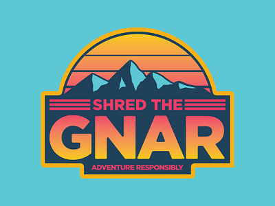 Shred The Gnar 80s 80s pop 80s style gnar outdoor design outdoor logo outdoors pop culture retro retro badge skiing