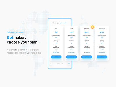 Botmaker Plans blue design figma inspiration landing page ui ux webdesign white