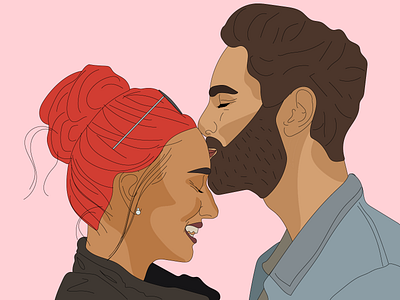 Valentine bright couple illustration kiss love people portraits valentines vector