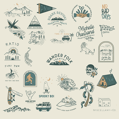 Wander Folk Creative in a nutshell adventure freelancer graphicart illustration logodesign logodesigner logotype merchandise design pnw traditional vector vectorart