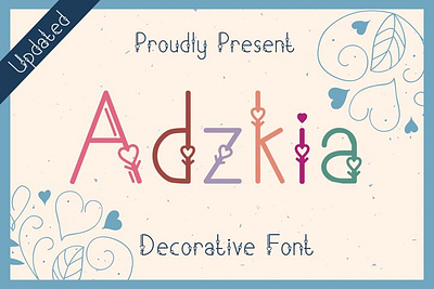 Adzkia Font branding creative decorative design display font heart logo love lovely typeface typography valentine