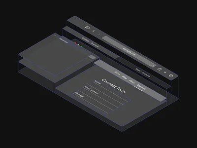 Grouped navigation illustration app browser cards dark ui design explainer illustration infographic isometric layers navigation safari simple ui