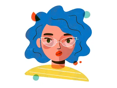 Fuzzy Gal colorful doodle geometric geometry glasses illustration illustrator portrait procreate texture woman